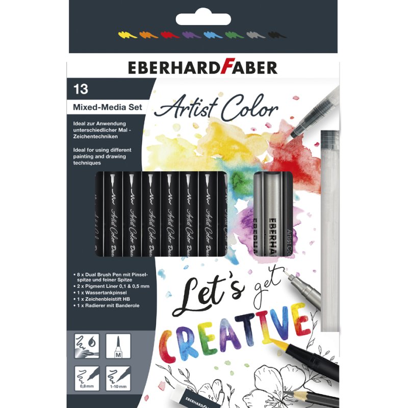 EBERHARD FABER coffret d'artiste mixed-media, 13 pièces