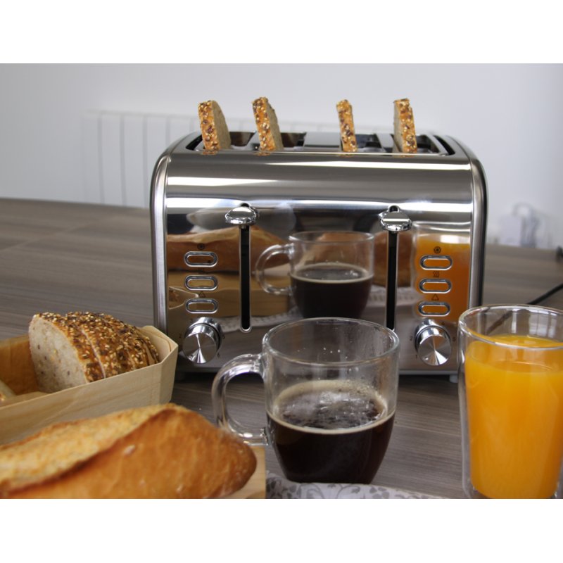 Little balance 4-schijven broodrooster Premium Inox, roestvrij staal, 1600 Watt