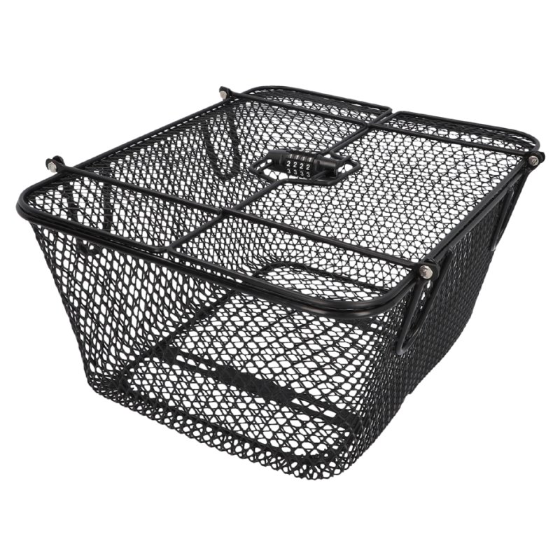 FISCHER bicycle basket PLUS Safe, black, with combination lock, 5 kg load capacity