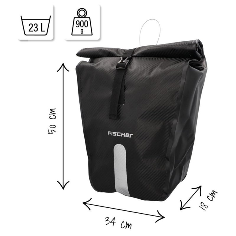 FISCHER bicycle bag PLUS Emendo, luggage carrier, waterproof, 23 litres