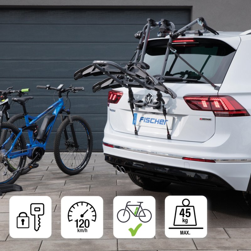 FISCHER porte-vélos arrière, 2 vélos/e-bikes, capacité de charge 45 kg