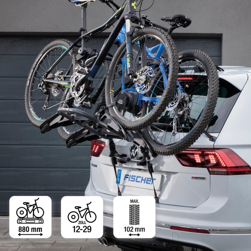 FISCHER porte-vélos arrière, 2 vélos/e-bikes, capacité de charge 45 kg