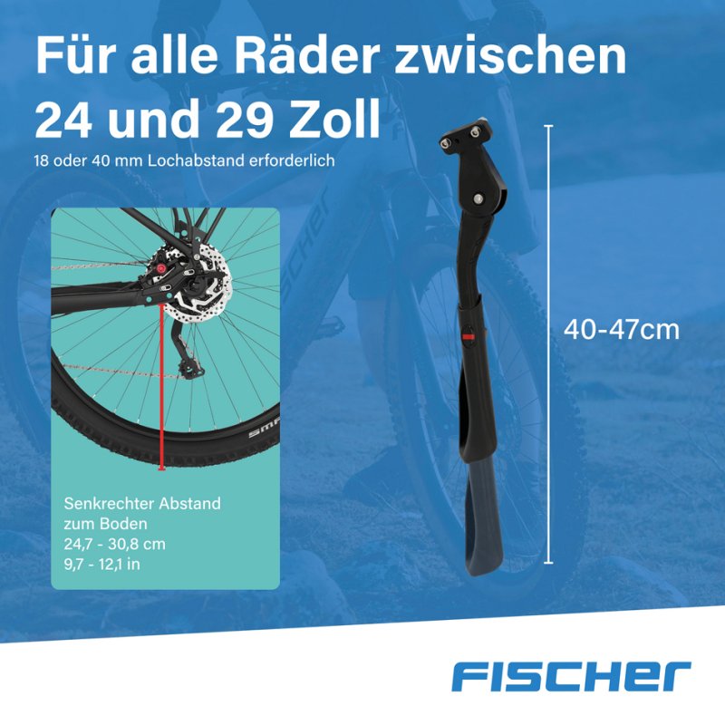 FISCHER béquille arrière Integral, 24"-29", aluminium, 35 kg