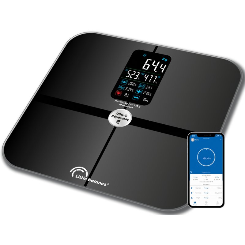 Little balance pèse-personne Cardio X4 ITO, USB-C, Bluetooth, 180 kg