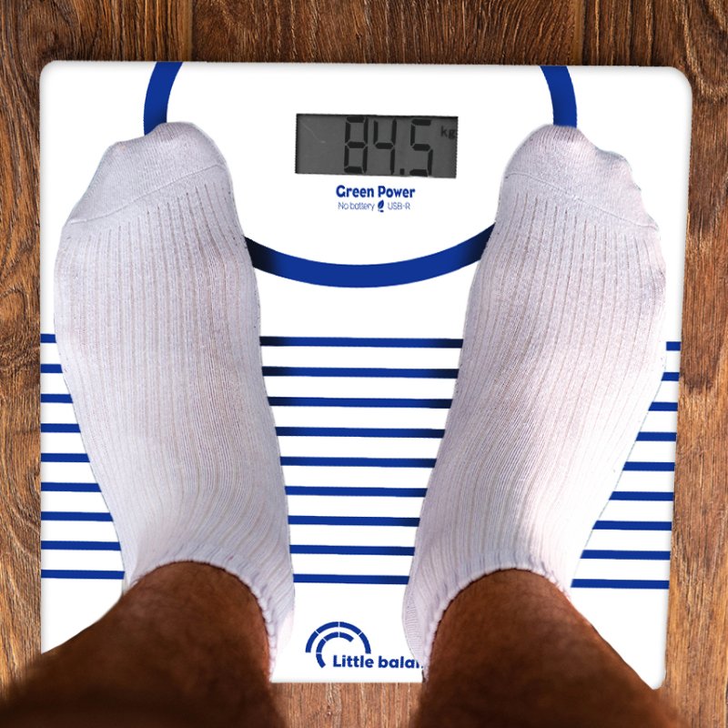 Little Balance Matroos digital bathroom scale, USB-C, blue/white, 180 kg