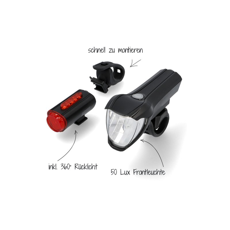 FISCHER LED lighting set TWIN, 50/25/15 Lux, rechargeable, StVZO approved