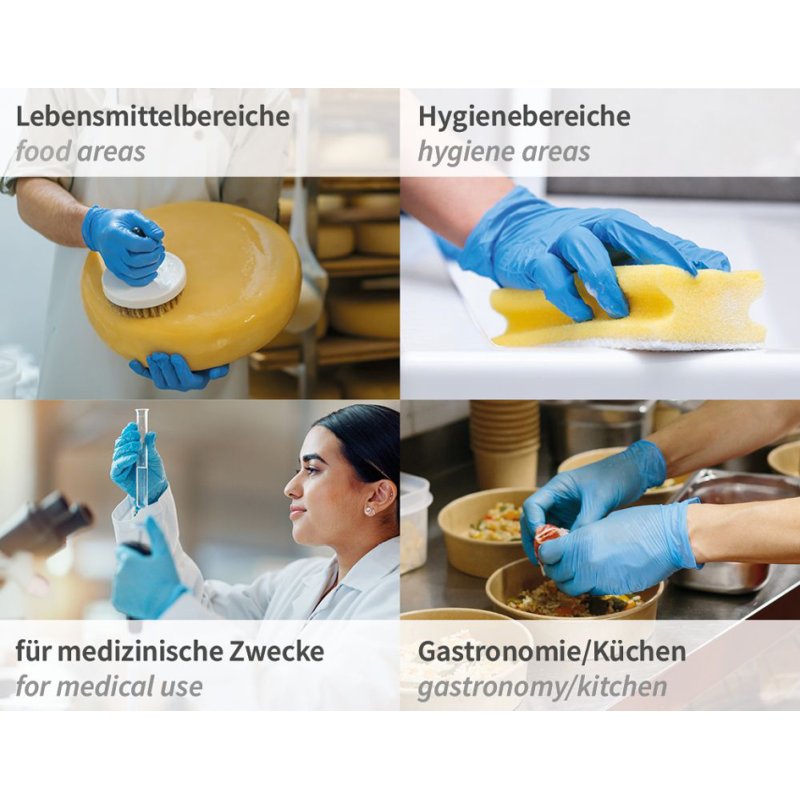 HYGOSTAR gants nitrile Rapid-On, sans poudre, taille L, bleu, 100 pièces
