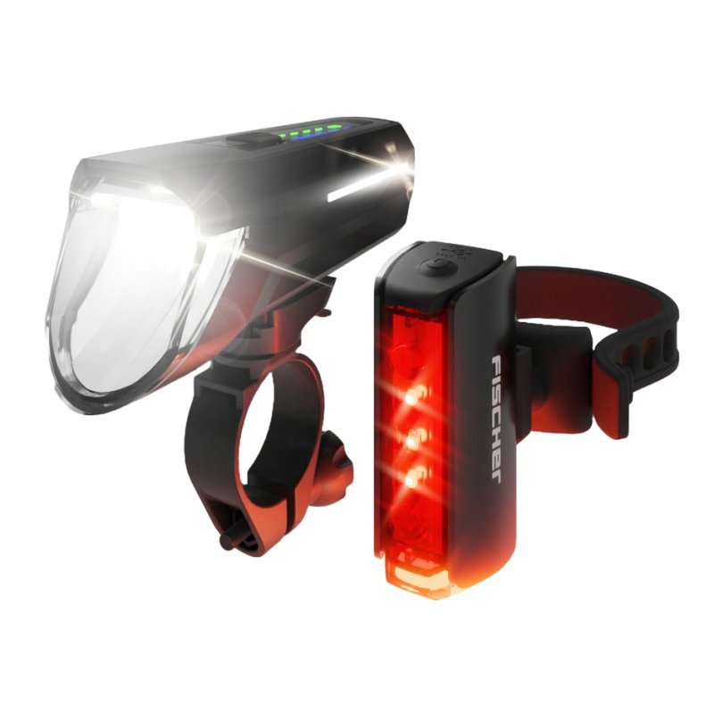 FISCHER LED lighting set TWIN STOP, 110 Lux, front and rear light