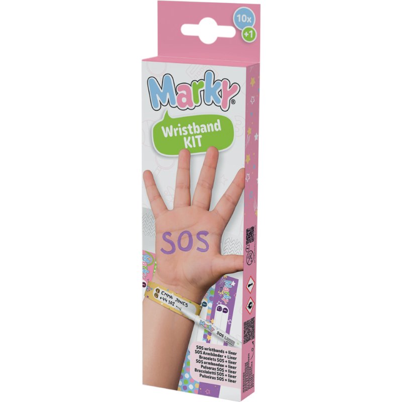 COLOP noodarmbandjes Marky, 20 stuks, inclusief permanente marker, zwart