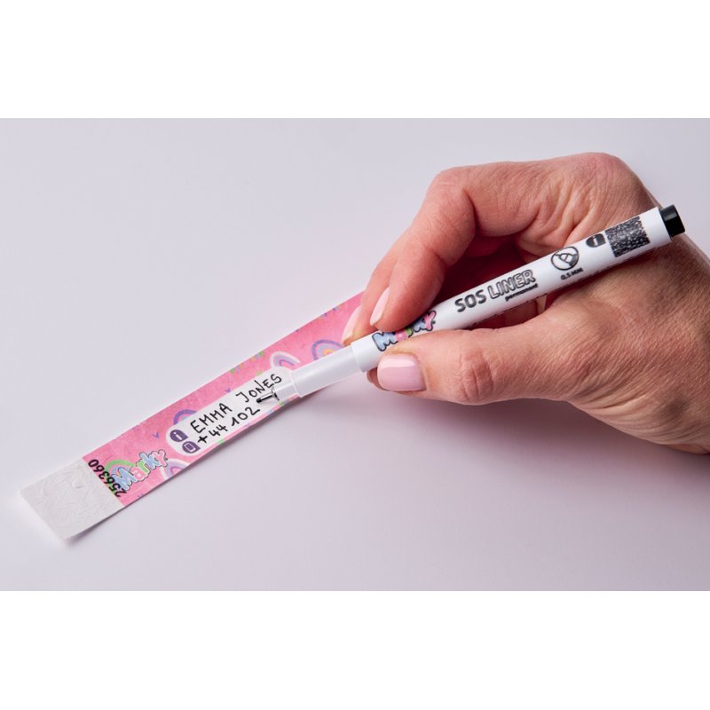 COLOP noodarmbandjes Marky, 20 stuks, inclusief permanente marker, zwart