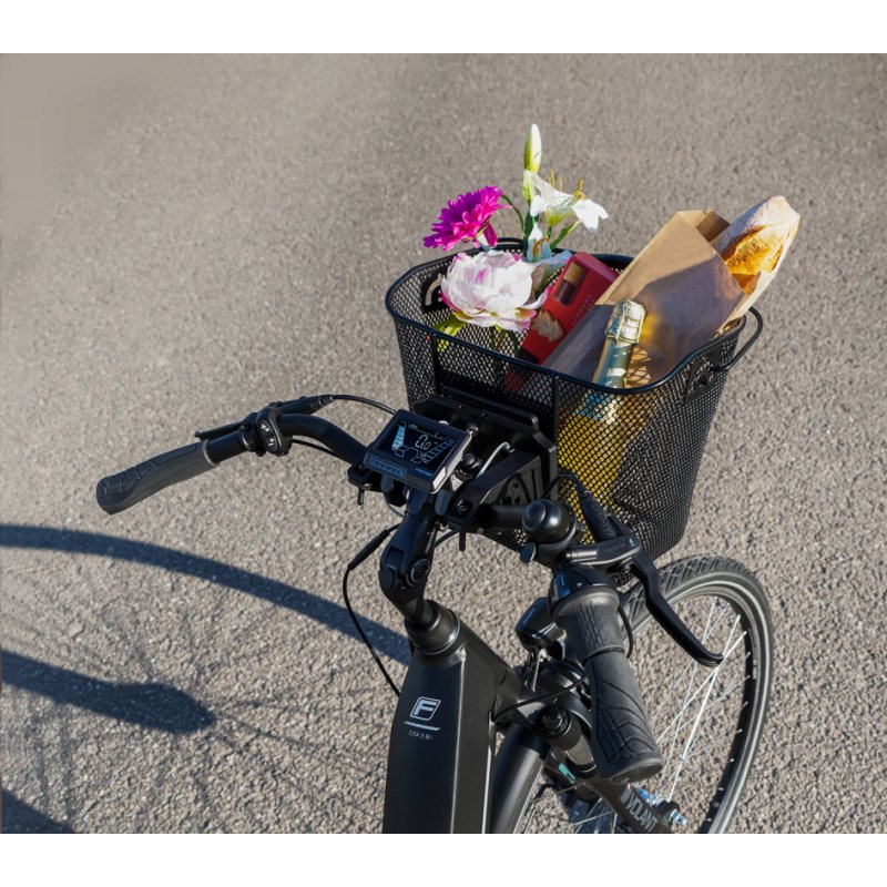 FISCHER panier de guidon pour vélo électrique E-Bike PLUS, noir, verrouillable, capacité 5 kg