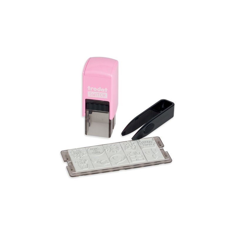 Trodat stempelset Switch Liefdesboodschappen, 10 motieven, pastellroze, 19×19 mm