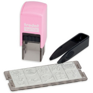 Trodat stempelset Switch Liefdesboodschappen, 10 motieven, pastellroze, 19×19 mm