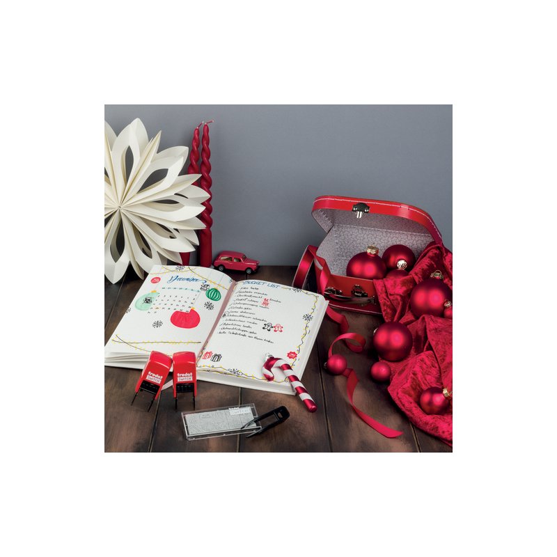trodat stempelset Switch Kerstmis, 10 verwisselbare motieven, 19×19 mm, rood