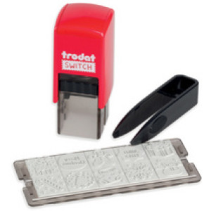 trodat stempelset Switch Kerstmis, 10 verwisselbare motieven, 19×19 mm, rood