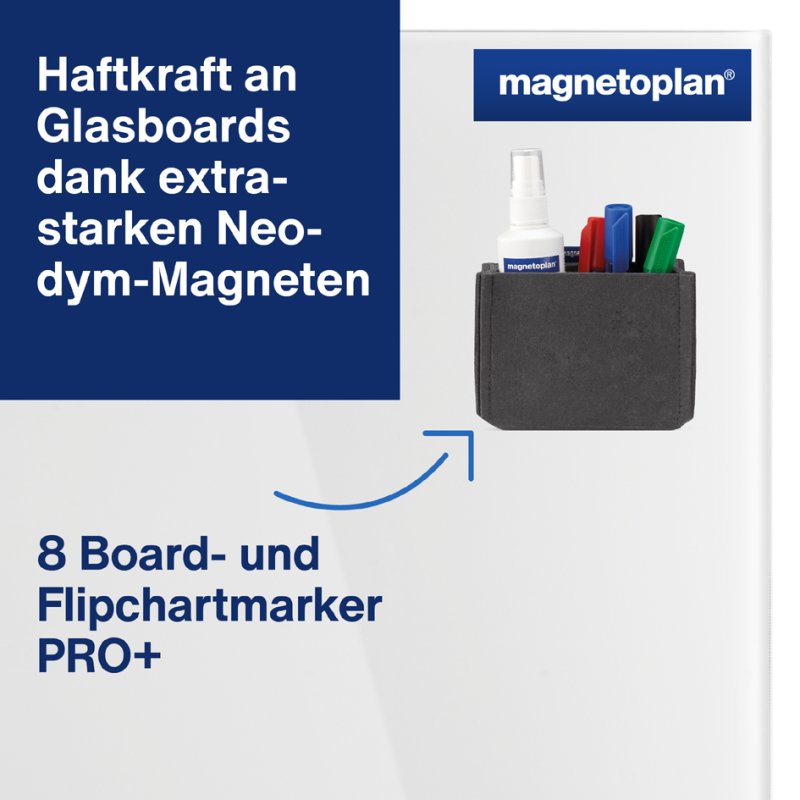 magnetoplan porte-stylos magnetoTray medium, gris, 130×60×100 mm