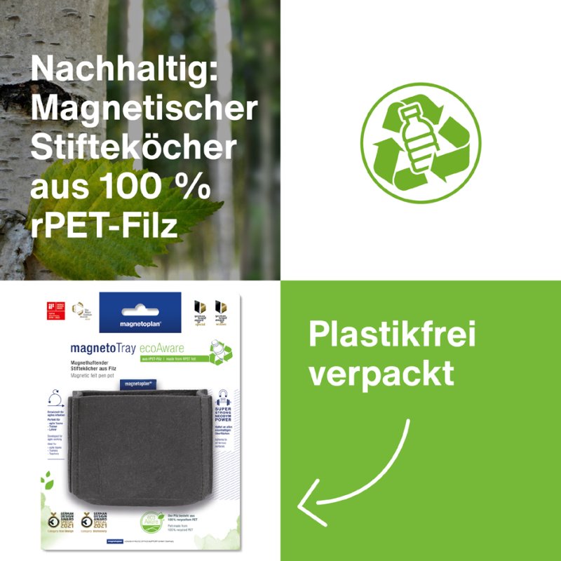magnetoplan porte-stylos magnetoTray medium, gris, 130×60×100 mm