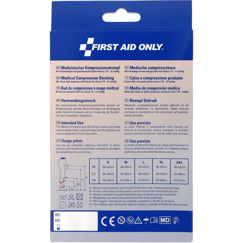 FIRST AID ONLY compressiekous, kniehoog, maat M, zwart