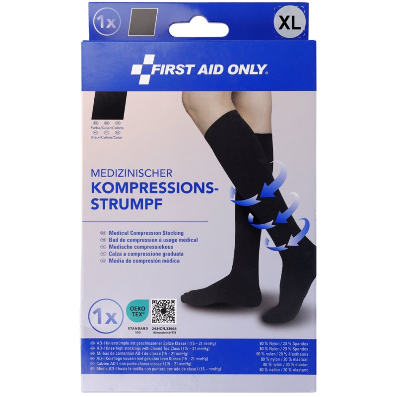 FIRST AID ONLY compressiekous, kniehoog, maat M, zwart