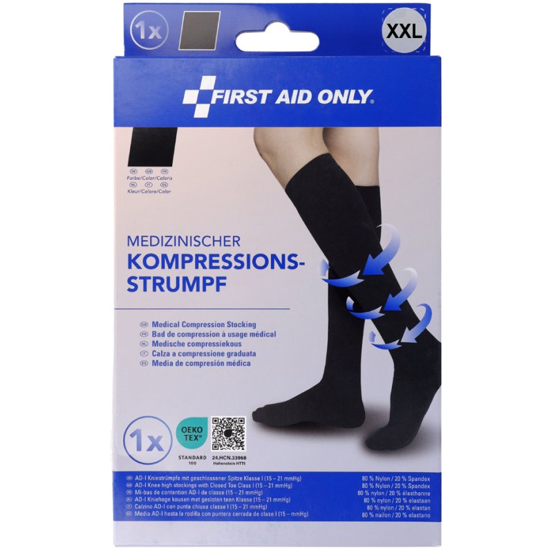 FIRST AID ONLY compressiekous, kniehoog, maat M, zwart