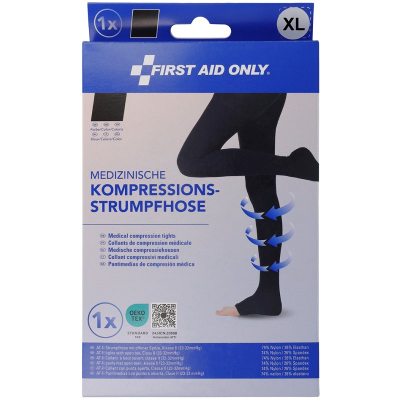 FIRST AID ONLY compressiekousen panty, XXL, zwart, klasse 2