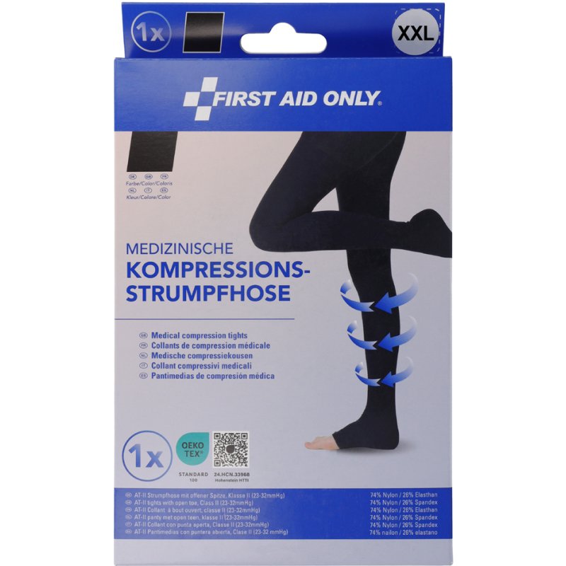 FIRST AID ONLY compressiekousen panty, XXL, zwart, klasse 2