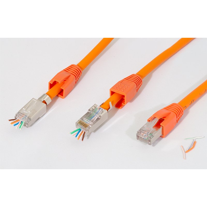 LogiLink Kit de connecteurs RJ45 modulaires Cat. 6A, orange, pass through, 10 pièces
