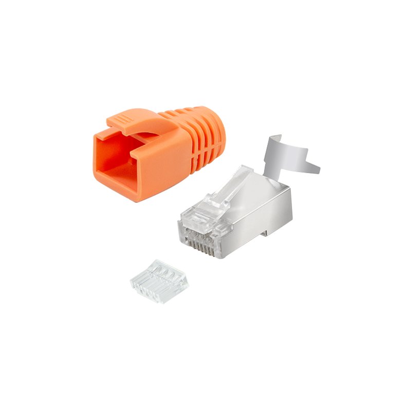 LogiLink Kit de connecteurs RJ45 modulaires Cat. 6A, orange, pass through, 10 pièces