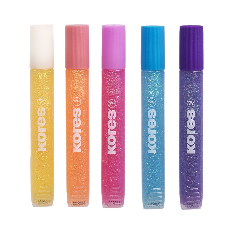 Kores Glitter Glue glitter glue, assorted colours, 10.5 ml, 5 pieces