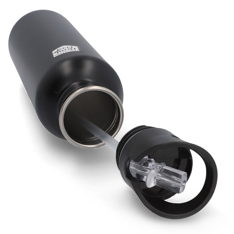 FISCHER Gourde, noir, acier inoxydable, avec support
