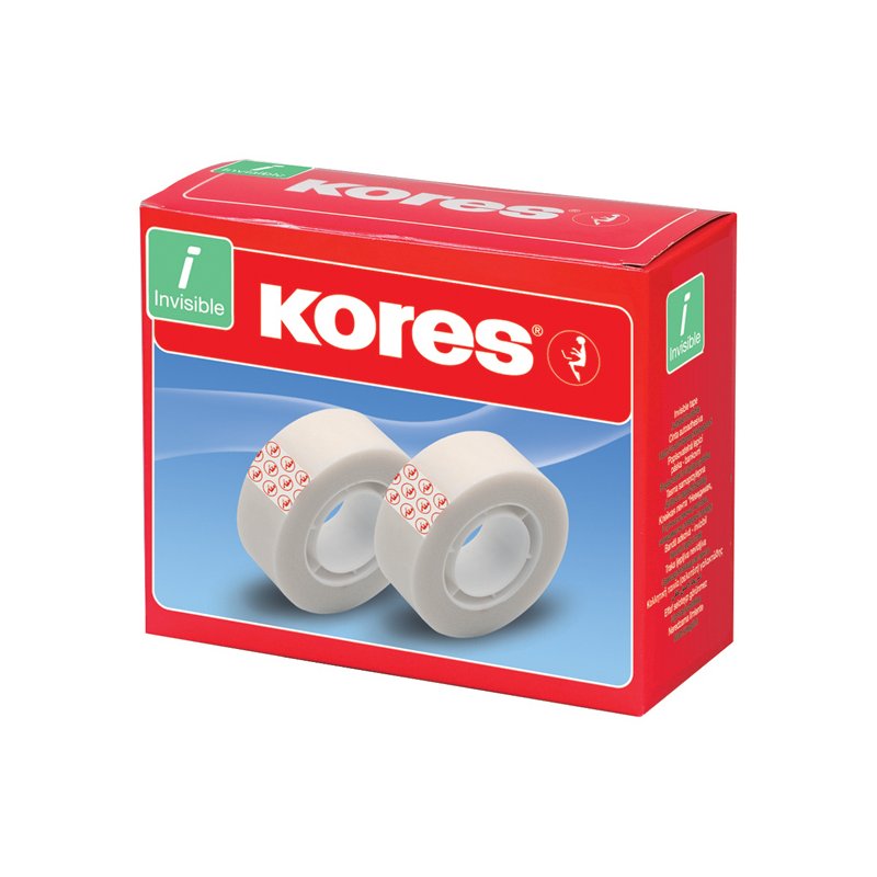 Kores onzichtbare tape, onzichtbaar, beschrijfbaar, 24 stuks