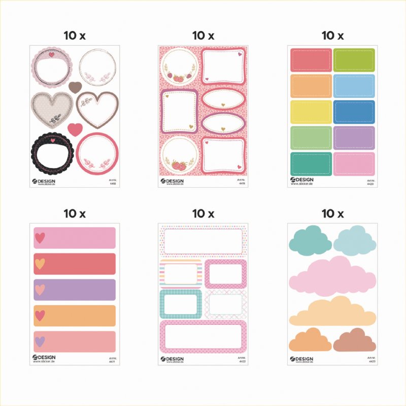 AVERY Zweckform ZDesign assortment of permanent labels, 60 small packs, 6 designs
