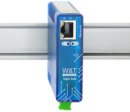 W&T logic.hub besturing automatisering, netwerkinterface, LED-indicaties, kunststofbehuizing