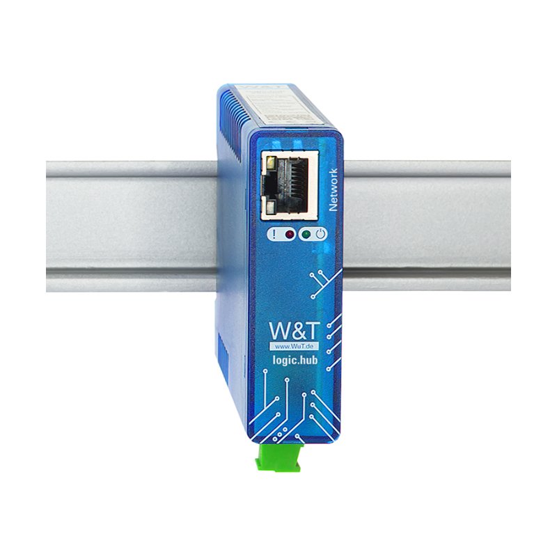 W&T logic.hub commande automatisation, interface réseau, indicateurs LED, boîtier plastique