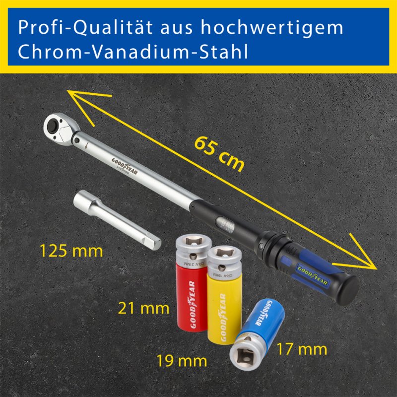 GOODYEAR wielwisselset, 6-delig, met draaimomentsleutel, in koffer