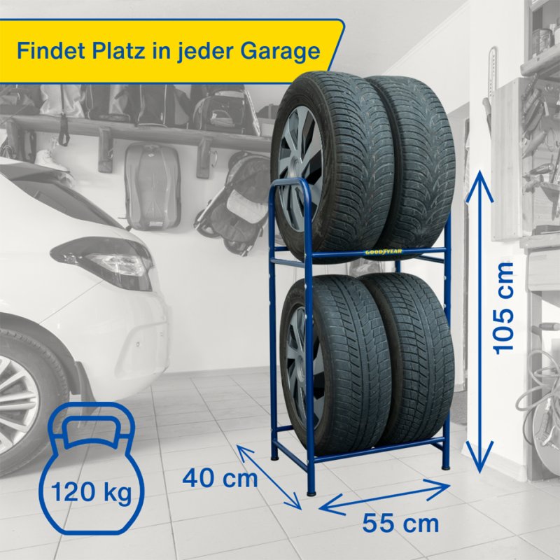 GOODYEAR bandenrek voor 4 banden, blauw, 550×400×1050 mm