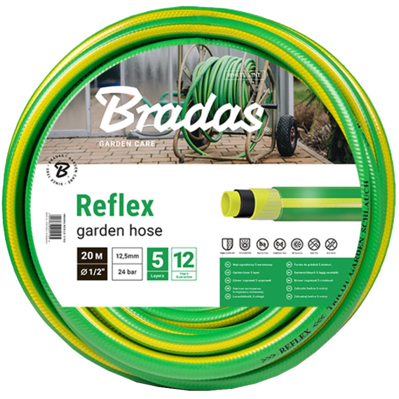 Bradas tuyau de jardin REFLEX, 1/2 inch, vert/jaune, 50 mètres