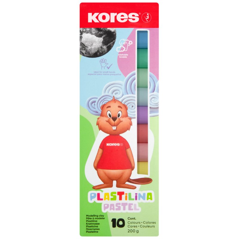 Kores PLASTILINA Pastel children's modelling clay, 10 pastel shades, 10×20 g