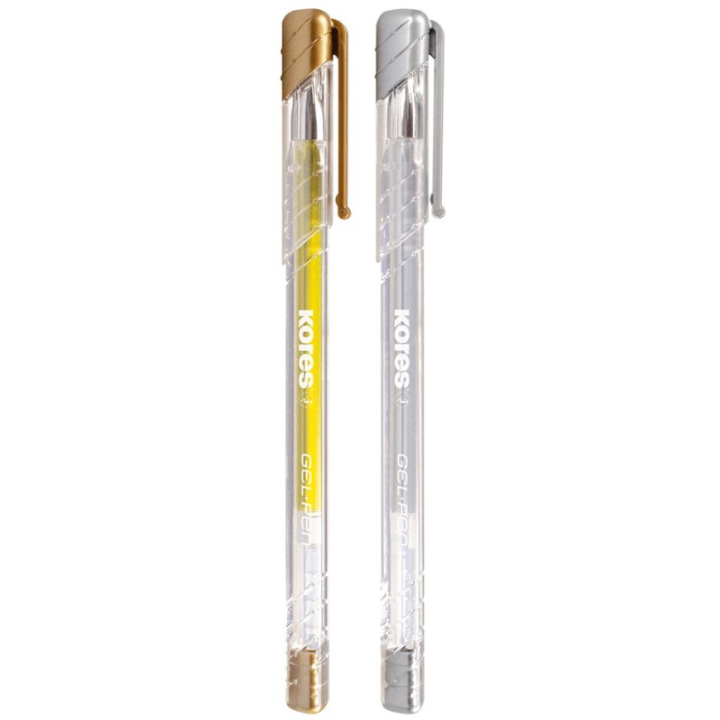 Kores K11 Metallic gel ink roller, silver and gold, 1.0 mm, 2 pieces