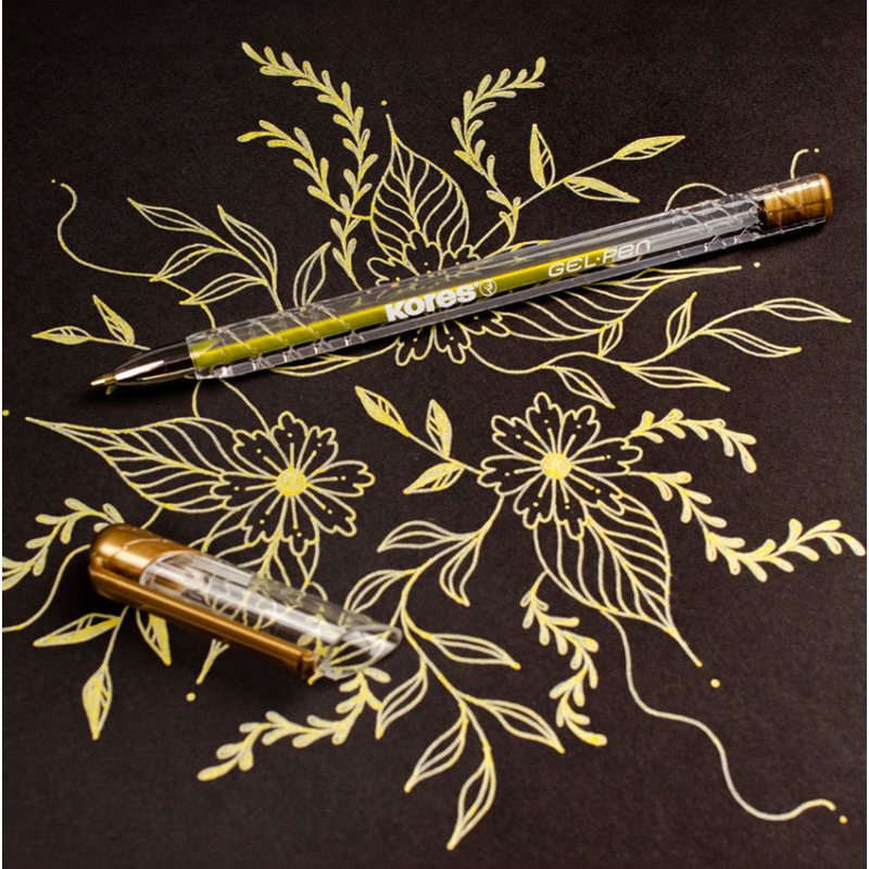 Kores K11 Metallic gel ink roller, silver and gold, 1.0 mm, 2 pieces
