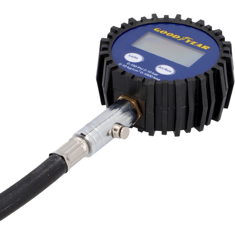 GOODYEAR bandenspanningsmeter digitaal, met verlichting, 0-10 bar, 500 mm slang