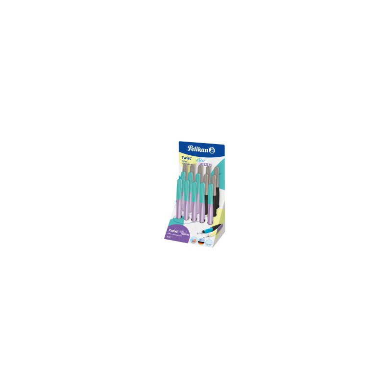 Pelikan Twist stylo plume Color Blocking, présentation comptoir, pointe M, 15 pièces