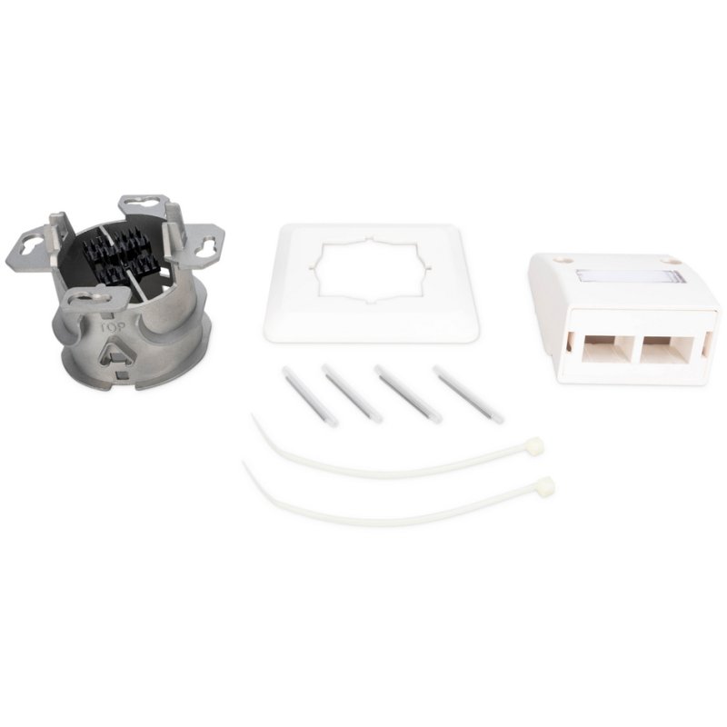 DIGITUS Prise murale encastrée fibre optique FTTH, blanc, 2 ports, 86×86×30 mm