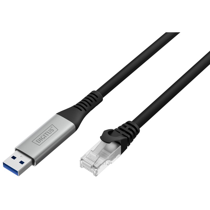 DIGITUS Câble ethernet USB 3.2, USB-A vers RJ45, noir, 2,0 m