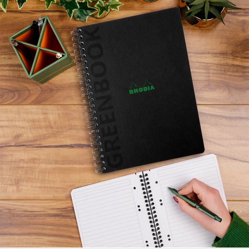 RHODIA bloc de cours GREENBOOK A4+, ligné, noir, 80 feuilles