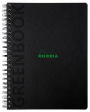 RHODIA collegeblok GREENBOOK, A4+, geruit, zwart, 80 vel