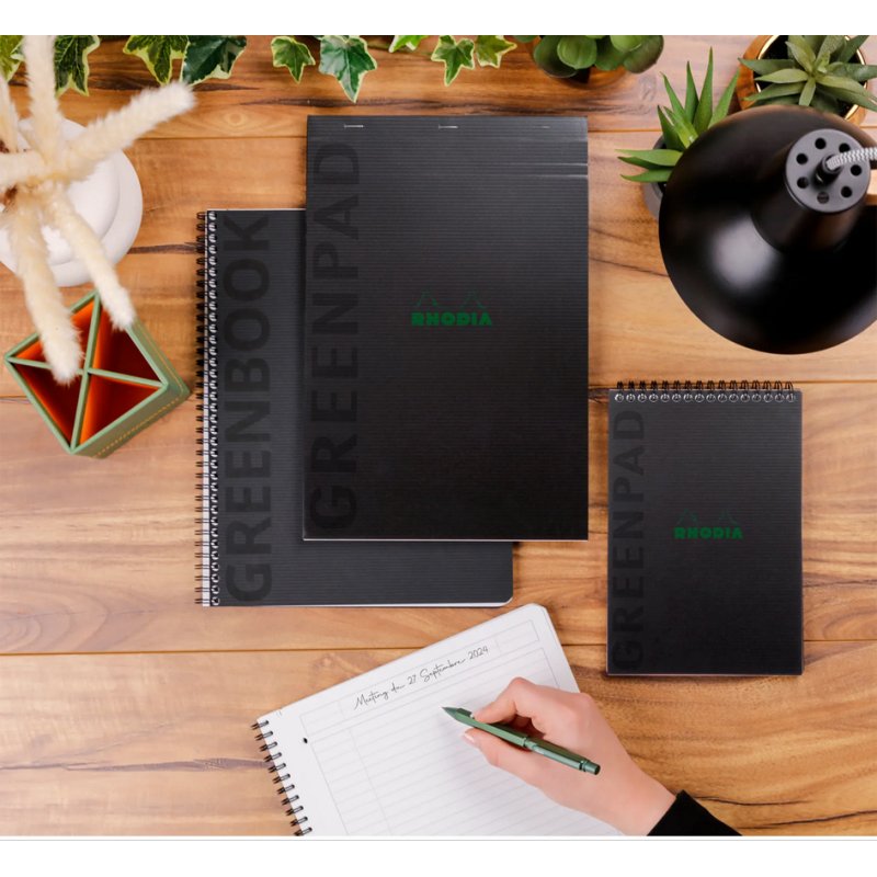 RHODIA bloc de cours GREENBOOK A4+, quadrillé, noir, 80 feuilles