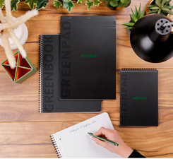 RHODIA collegeblok GREENBOOK, A5+, geruit, zwart
