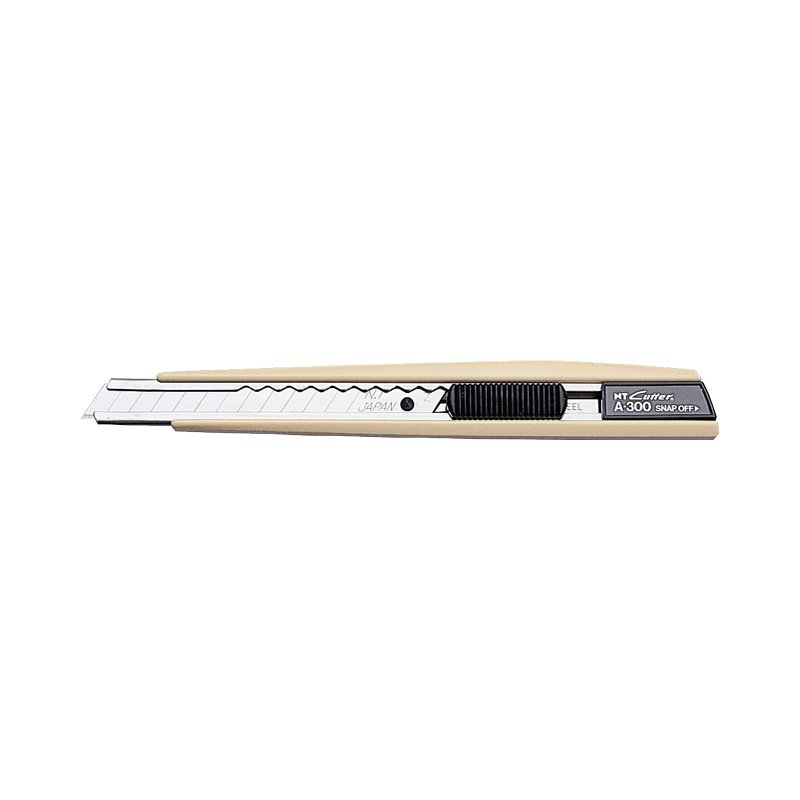NT Cutter A-300 snijmes, beige kunststof, 9 mm mes, 3 vervangmessen