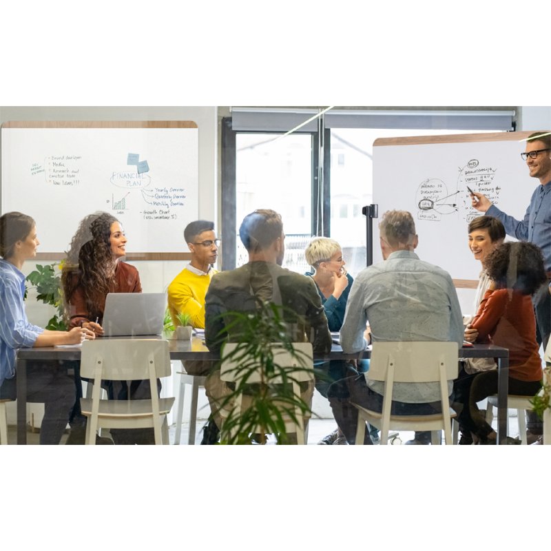 Bi-Office whiteboard, white, magnetic surface, wooden frame